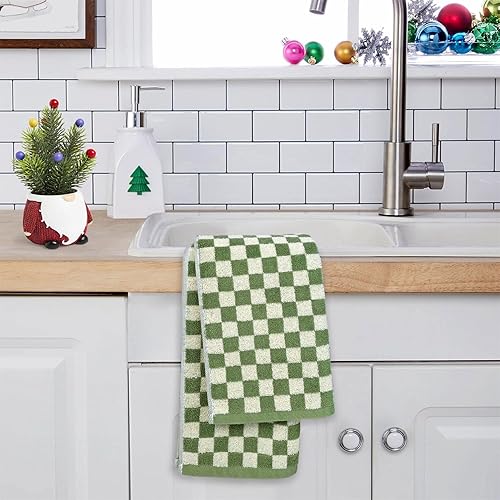 Vista 32 de Jacquotha 4 toallas de mano para baño a cuadros, algodón suave, absorbente, bonita toalla de baño a cuadros, decoración de otoño, 13 x 29 pulgadas