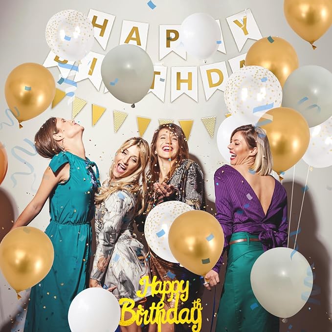 Kit Decoración Fiesta Oro Globos Cortina miniatura 4