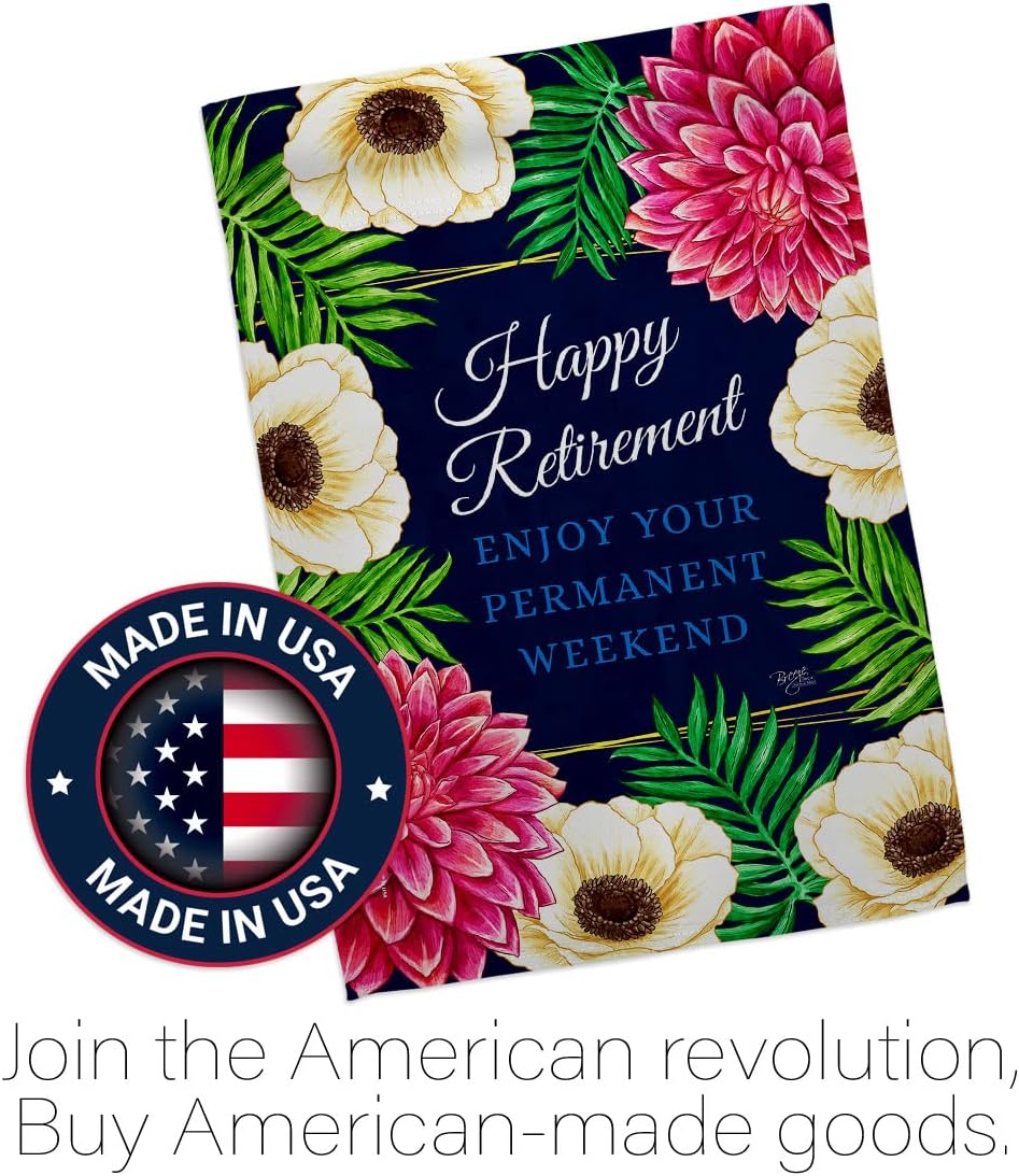 Breeze Decor Enjoy Garden Flag Celebration Happy Retired Veteran Congratulations Occasion Anniversary Party House Decoration Banner Small Yard Gift Double-Sided, Made in USA