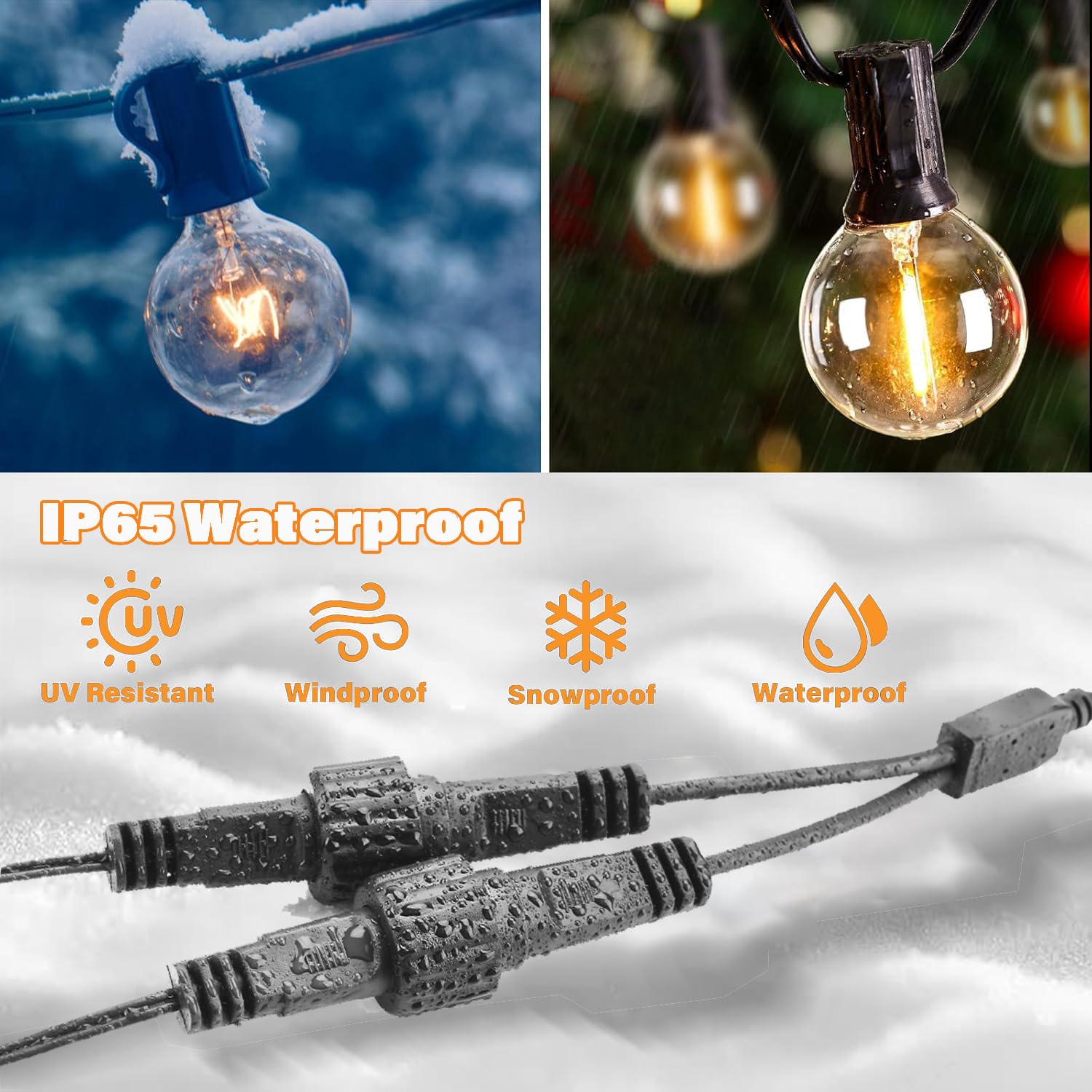 Dekofun Connettore Luci Natale 2 Pin Splitter Per Luci Natalizie, Connettori Trasformatore 1-a-3 Connettore Elettrico, IP65 Impermeabile Presa Adattatore Per Catena Luminosa Natalizia Da Esterno - Foto 2