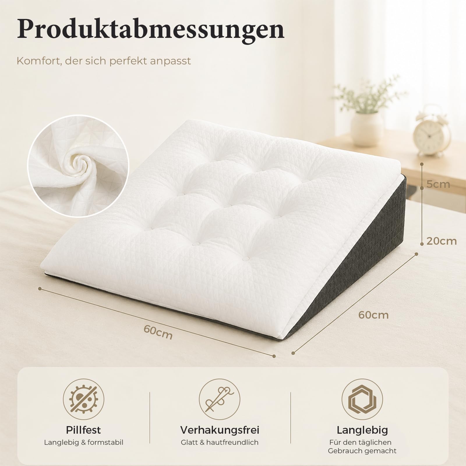Cojín cuña para Cama y sofá, Doble Capa de Espuma viscoelástica para Leer, Almohada de Lectura, Cuña Antireflujo, Cojín ortopédico para la Cama para reflujo y apnea del sueño