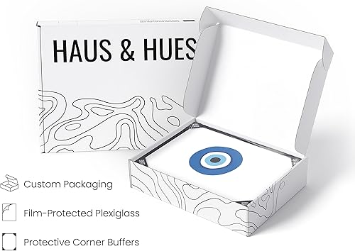 Vista 369 de HAUS AND HUES Evil Eye Decor - Navy Blue Wall Art, Evil Eye Wall Decor, Mykonos Artwork, Evil Eyes Print, Big Eyes Painting Print, Evil Eye Poster