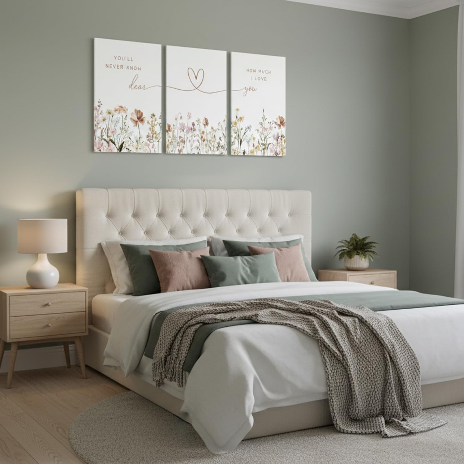 Wildflower Nursery Canvas Wall Art Flower Botanical Sentence Poster Print Wall Decor Boho Girl Nurseries Painting Picture Artwork for Nursery Baby Room Bedroom Living Room Home Decoration 12x16 Inch