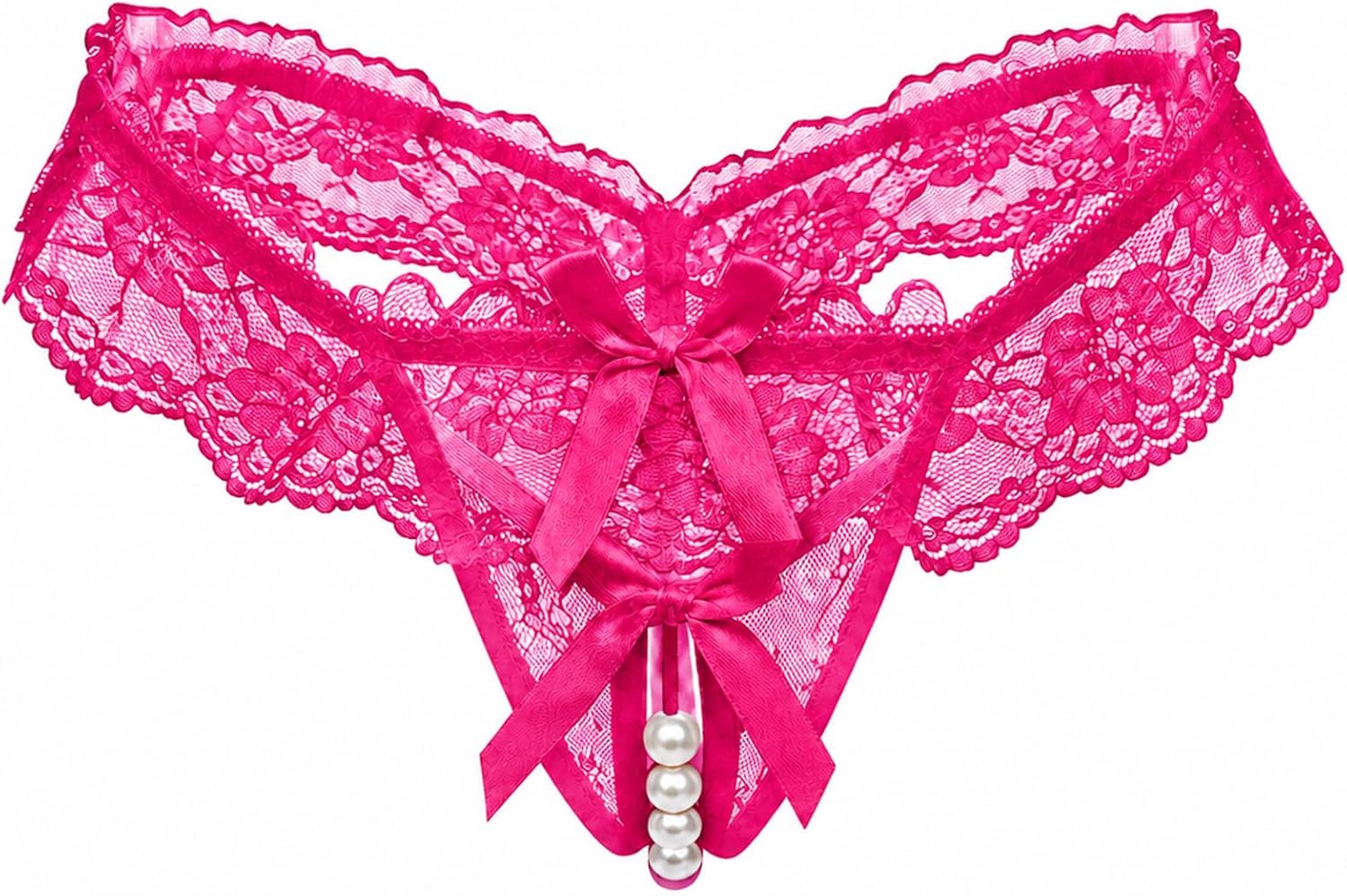 Women Lace Thong Low Waist Underwear with Bow