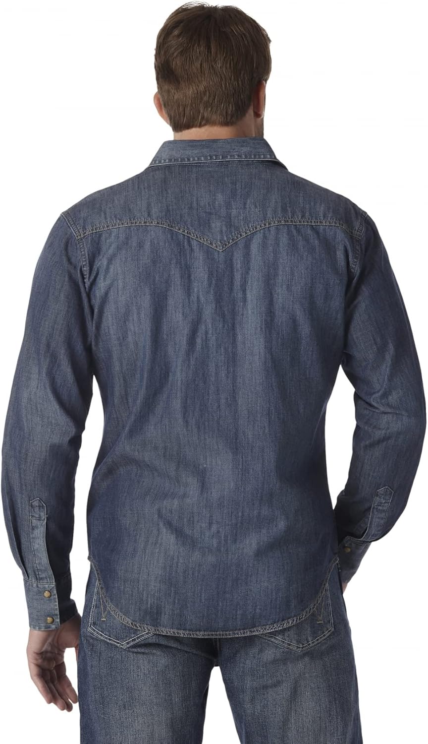 Wrangler Mens Retro Two Pocket Long Sleeve Snap Shirt Discontinued - Image 2