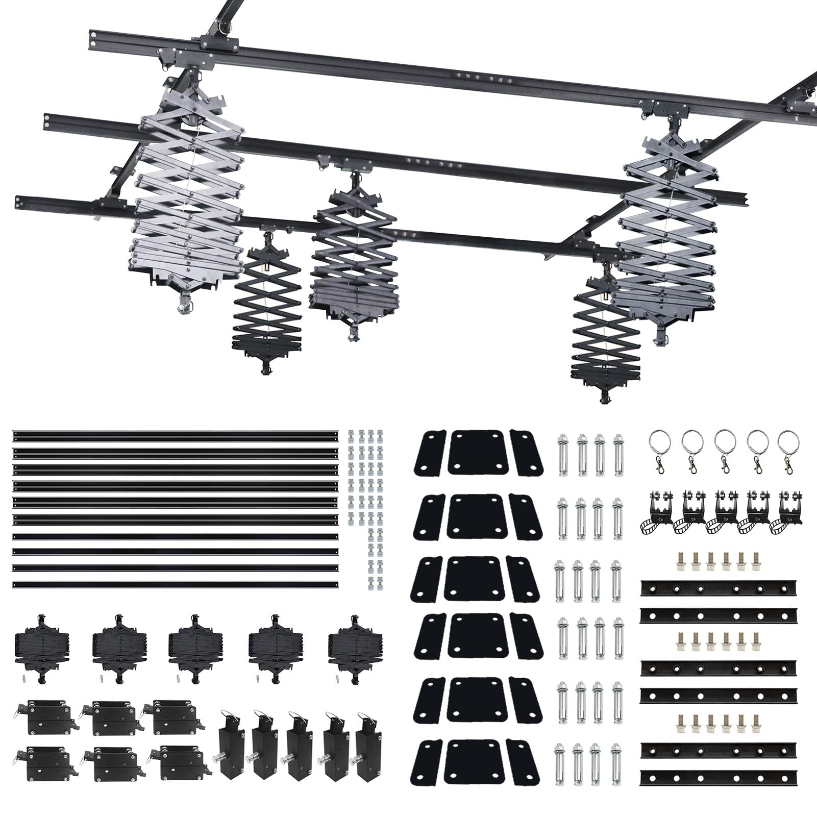 DATOUBOSS 3.0M x 3.0M Sistema di pantografi fotografici Set completo, sistema di binari di supporto per l'illuminazione dello studio da 3.0M, pantografo a caduta 43-200CM (3.0M×3.0M-A)