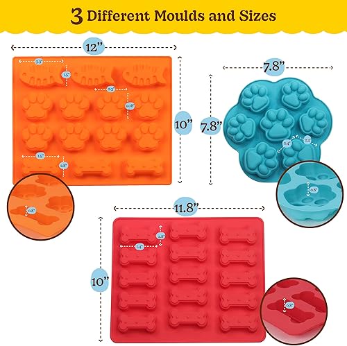 Miniatura 5 de BoneItUp Kit para hacer golosinas para perros, todo en uno, juego de galletas de bricolaje con 3 moldes de silicona reutilizables para perros, 3