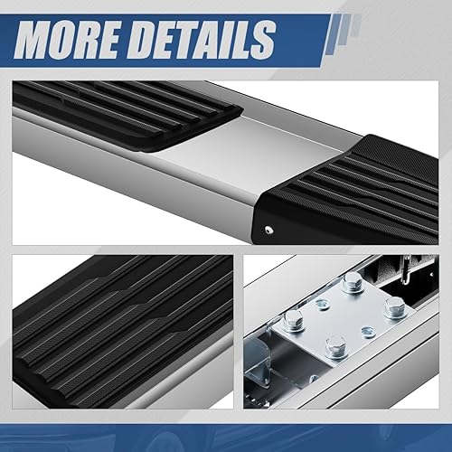 Miniatura 9 de Auto Dynasty Estribos planos compatibles con Dodge Ram 1500 2500 3500 Crew Cab 4 puertas 2009-2024, barras Nerf de riel lateral de acero inoxidable,