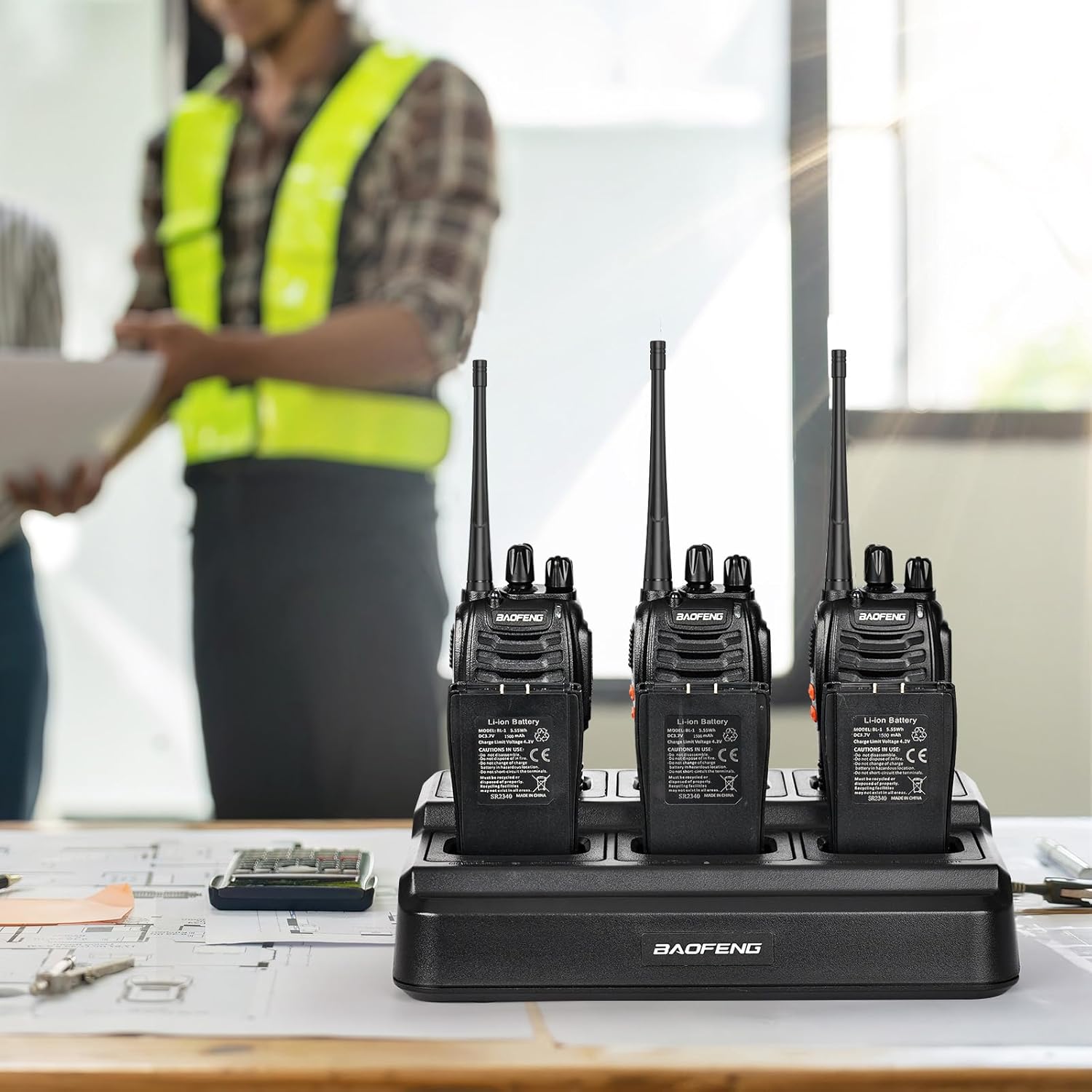 BAOFENG BF-888S 6Pack Long Range Walkie Talkies for Business and Adults Rechargeable Two Way Radios with 6-Way Charger, Programming Cable & Headphones, FCC Certified 16 Channel UHF Radios
