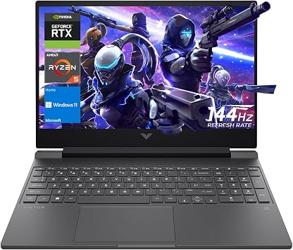 HP Victus 15 Gaming Laptop, 15.6" FHD 144Hz Screen, AMD Ryzen 5 7535HS, 32GB DDR5 RAM, 2TB PCIe M.2 SSD, NVIDIA GeForce RTX 2050, HDMI, Webcam, Backlit KB, Wi-Fi 6, Windows 11 Home