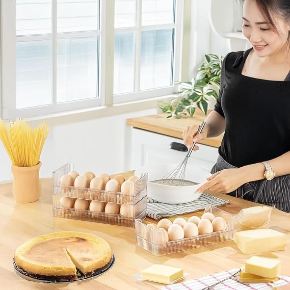 Deconox 10-Piece Ovary Refrigerator Shelf Organizer - Clear Egg Box, BPA Free, Compact Egg Storage Container for Refrigerator and Table Top