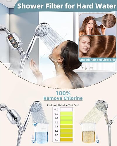 Miniatura 4 de Cabezal de ducha filtrado con pulverizador de mano de 5 modos con filtro de alto rendimiento de 24 etapas 99% de cloro para limpiar y agua dura