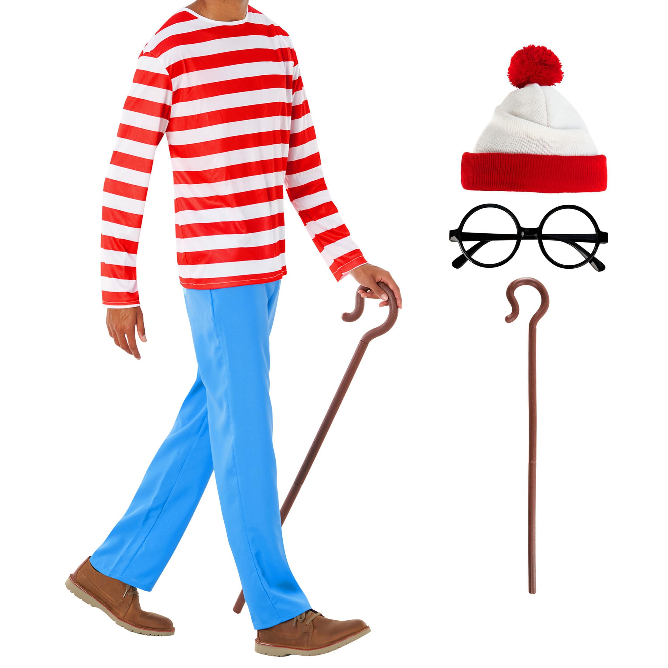 Morph Red and White Striped Costume Kids, Striped Character Fancy Dress, World Book Day Costumes for Kids Medium