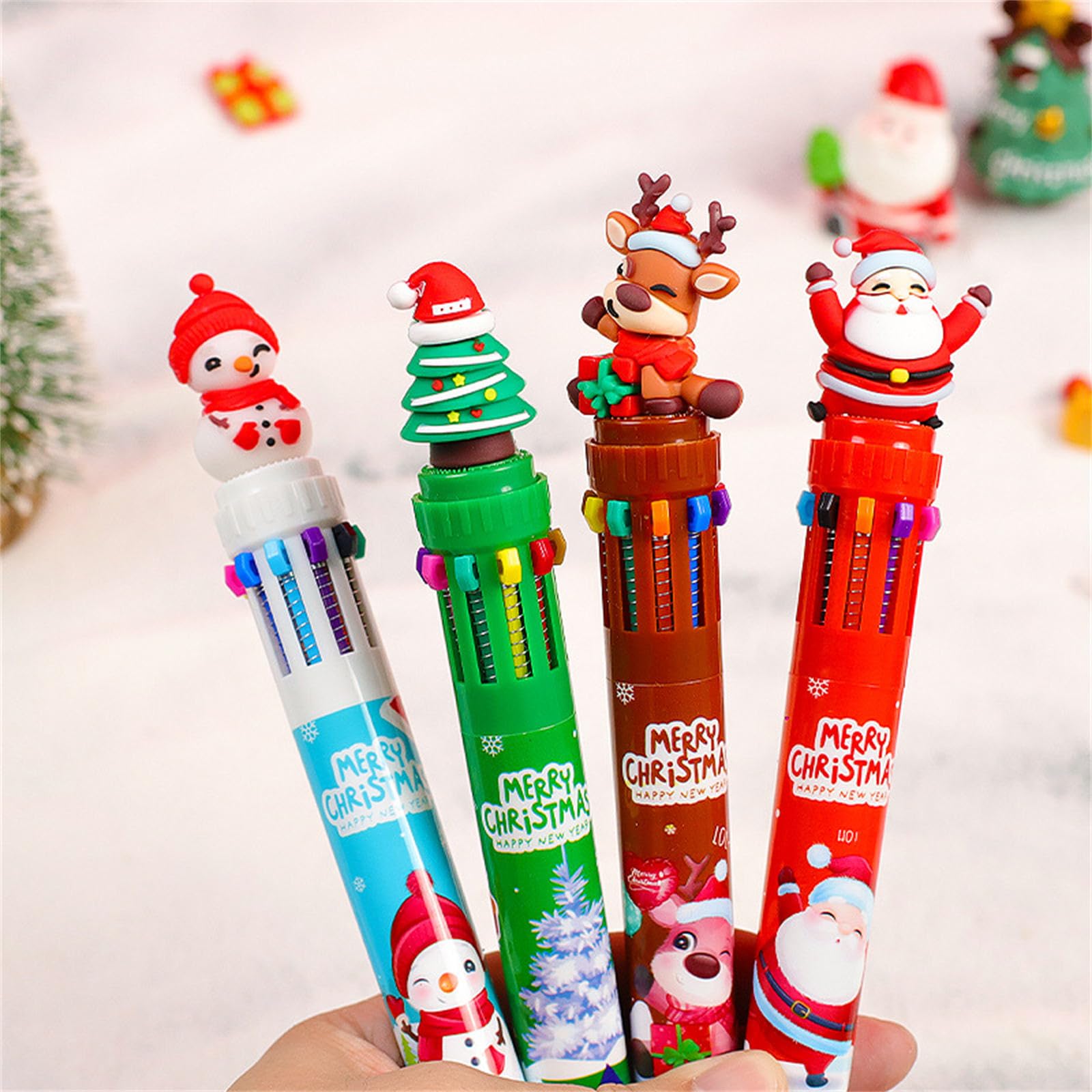 Retractable Multicolor Pen Christmas Ballpoint Pen for Student Calss Reward Christmas Party Favor — view 3