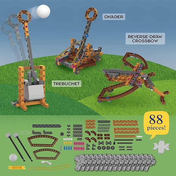 Thames & Kosmos Catapult Engineering Kit | Build 6 Medieval Machines | STEM Toy for Kids Age 8+ | Learn Mechanical Physics & Engineering | Safe Foam Balls & Soft-Tipped Projectiles