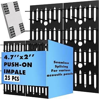 Blulu 25 Pcs Push-on Impaler Wall Mounting Clips Surface Mount Impaler Clips, Acoustic Panels Galvanized Steel Quick Installation for Gypsum Board Plywood Masonry (Black)