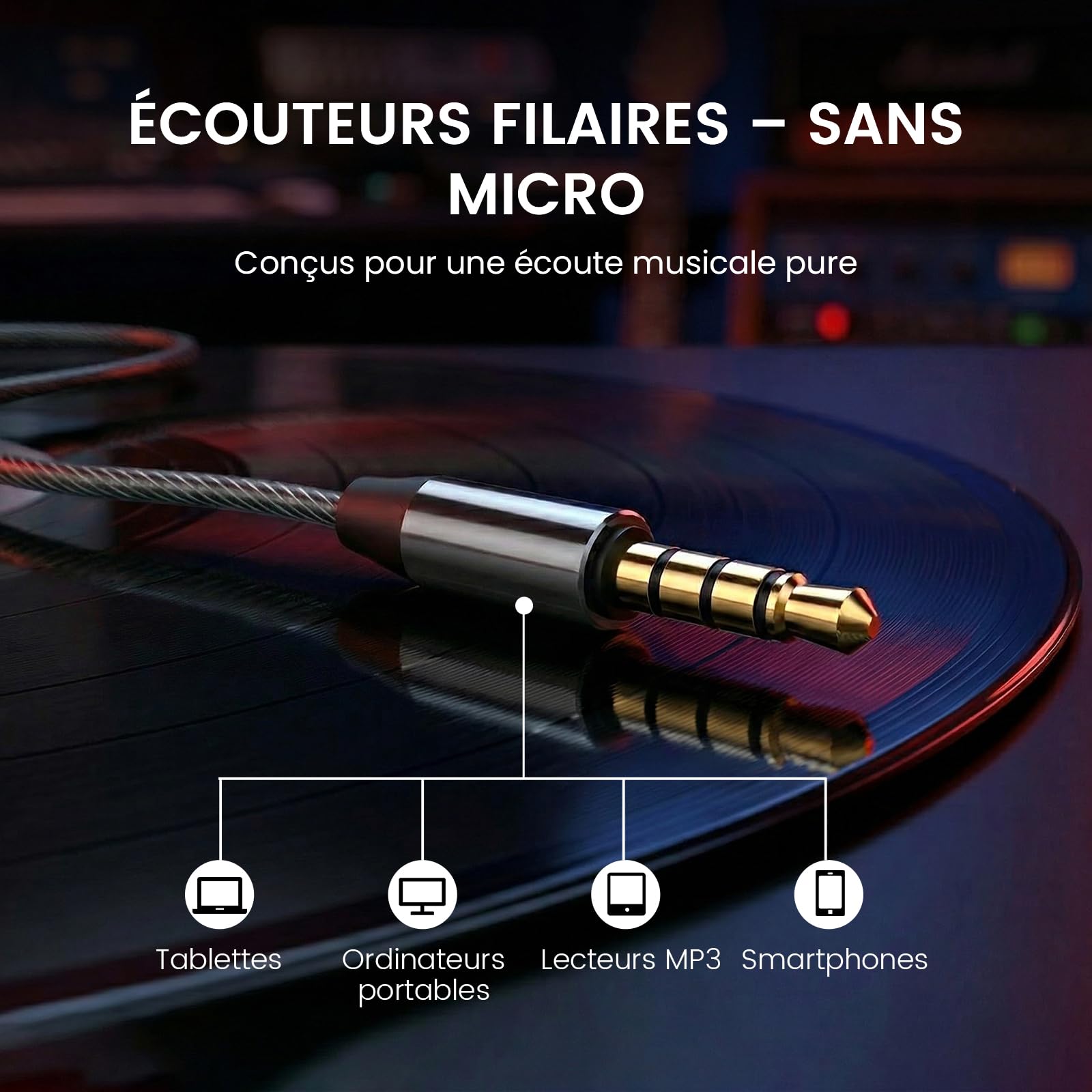 HIFI WALKER Écouteurs Filaires Jack 3,5 mm Hi-FI, Intra-Auriculaires Double Driver Hybride, Coque Aluminium, Isolation Passive, Casque Filaire pour Lecteur MP3, PC et Tablette