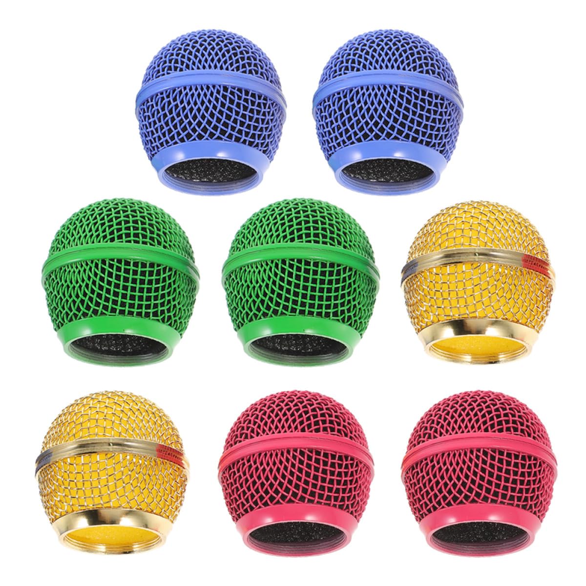 Levemolo 8 Piezas de Rejilla Metálica para Micrófono, Cabezal de Malla de Repuesto Multicolor (dorada, Rosa, Verde, Azul Claro), Compatible con Micrófono Inalámbrico, Accesorio