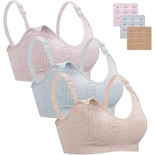Women's 3 Pack Wireless Nursing Bras, Seamless Maternity Nursings Sleep Bra with Removable Pads & Bra Extenders Breastfeeding Bras