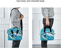 Vista 6 de Blueangle Bolsa de almuerzo aislada con estampado de acuarela con correa de hombro desmontable y asa de transporte, bolsa de mano ecológica