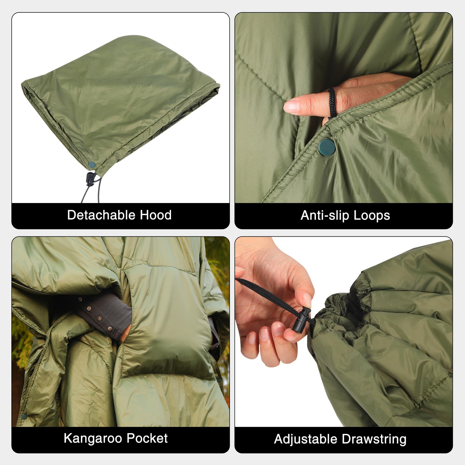 REDCAMP Wearable Camping Blanket Lightweight, Multifunctional Warm Travel Quilt Waterproof - Image 3