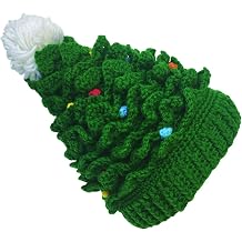 Kafeimali Baby Christmas Tree Knit Hat Green Red Crochet Beanie Reindeer Caps