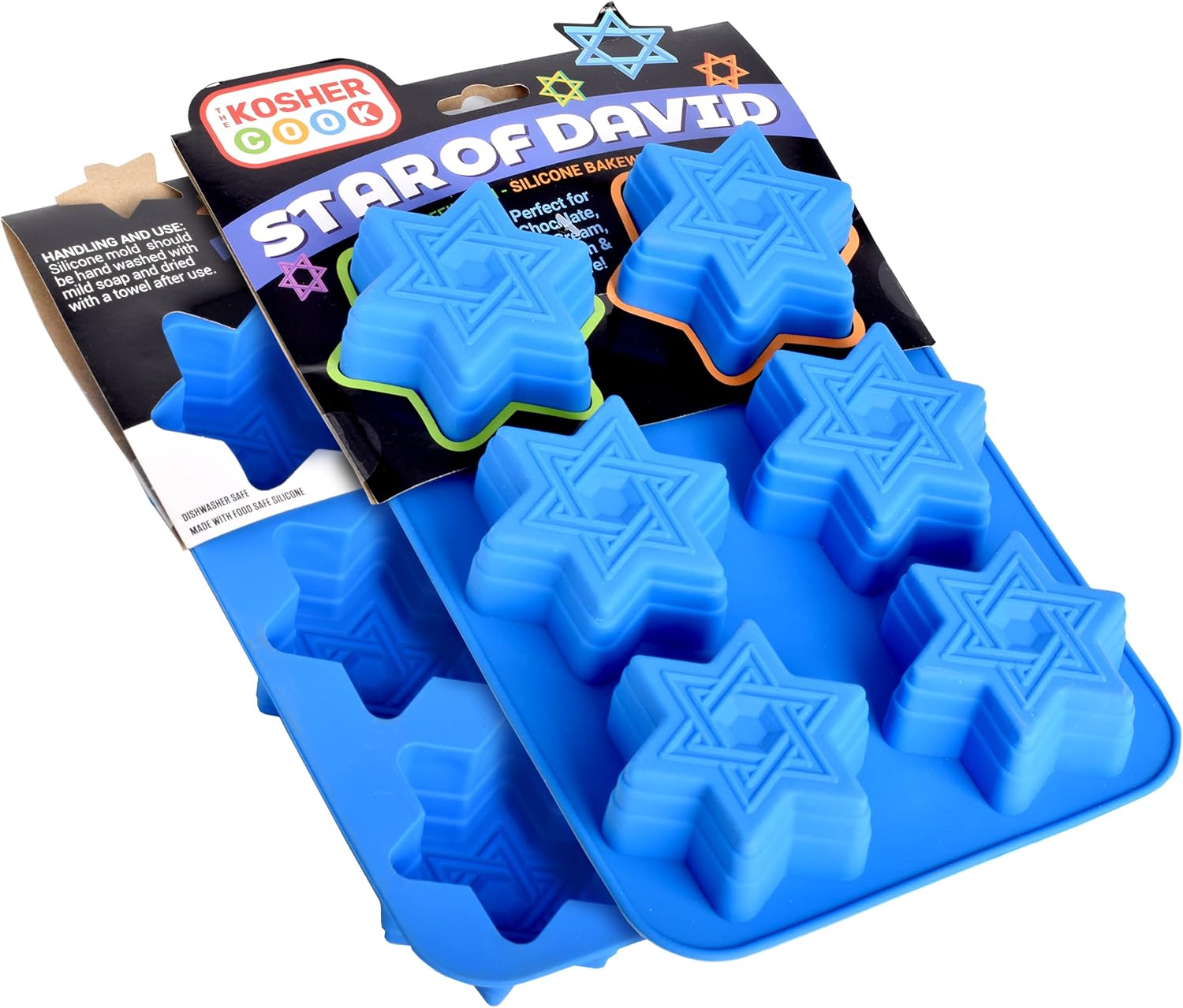 The Kosher Cook Dreidel Shaped Silicone Molds for Baking, Freezing, Candy, Ice Cubes, Chocolate and More, Oven and Freezer Safe, Small Silicone Molds for Chanukah