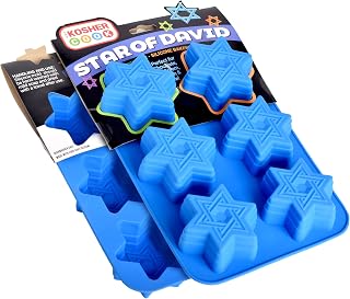 The Kosher Cook Star of David Shaped Silicone Molds for Baking, Freezing, Candy, Ice Cubes, Chocolate and More - Oven and Freezer Safe - Silicone Bakeware Small Silicone Molds for Chanukah