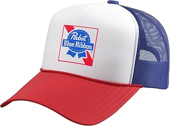 PBR Classic Dad Style Pabst Logo Trucker Hat with Adjustable Mesh Back