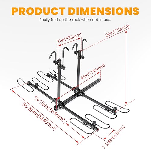 Miniatura 2 de Portabicicletas universal para 4 bicicletas, estilo plataforma, compatible con receptor de enganche de 2 para camioneta deportiva, SUV - de 200