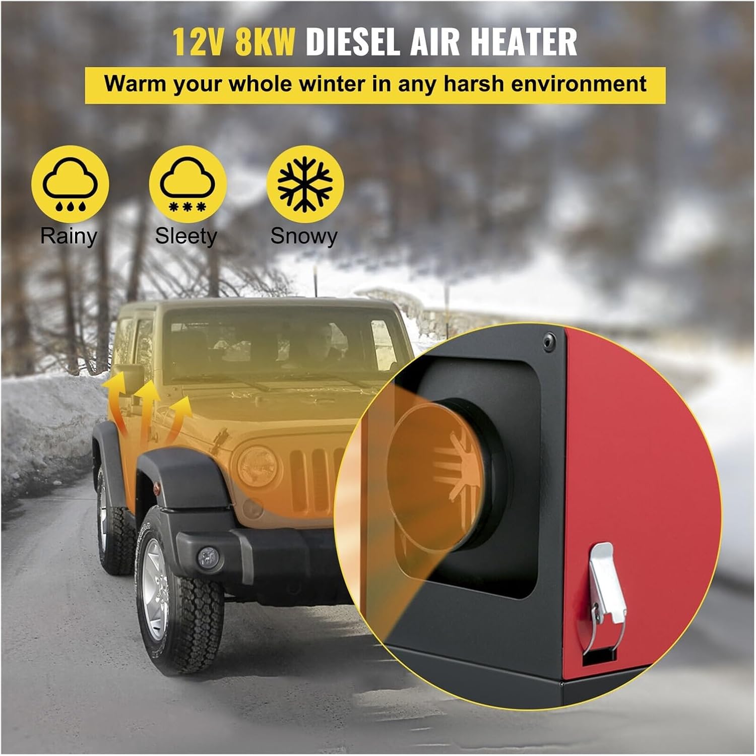 8kw Diesel Air Heater Heating Machine All In One 12V Diesel Parking Heater For Car Bus Trailer RV(Rojo)