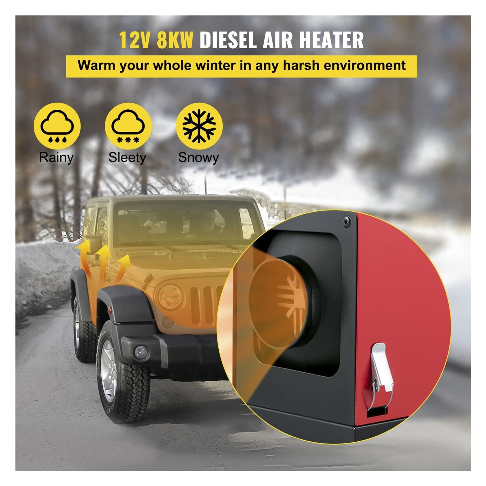 8kw Nagrzewnica powietrza na olej napędowy Ogrzewanie All In One 12V Diesel Ogrzewanie postojowe do przyczepy autobusowej RV(Rood)
