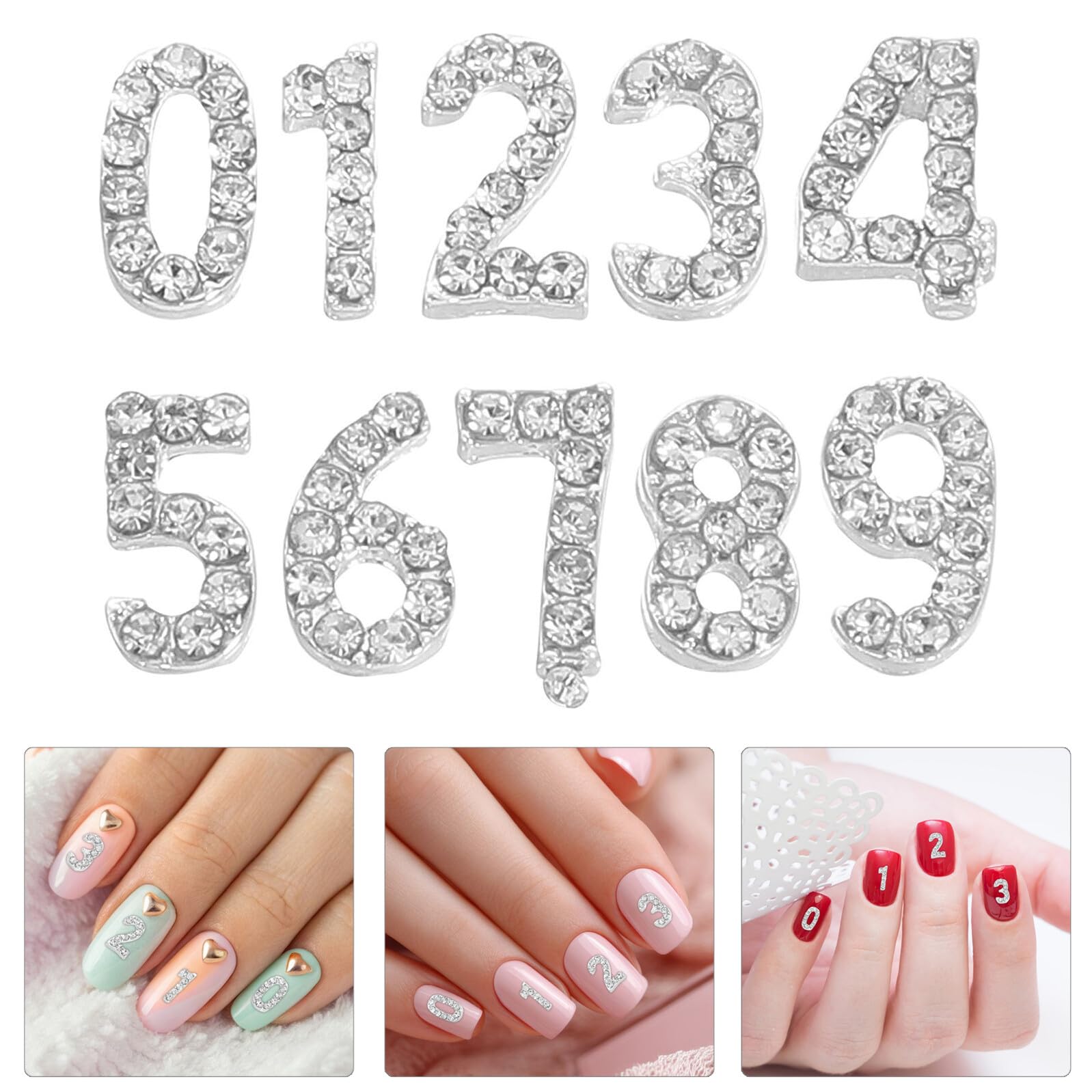100 Pezzi Nail Art Charms Numeri in Rhinestone Decorazioni Flatback Eleganti in Ferro per Unghie Gioielli Manicure con Brillantezza Duratura Accessori Nail Art per Feste e Uso
