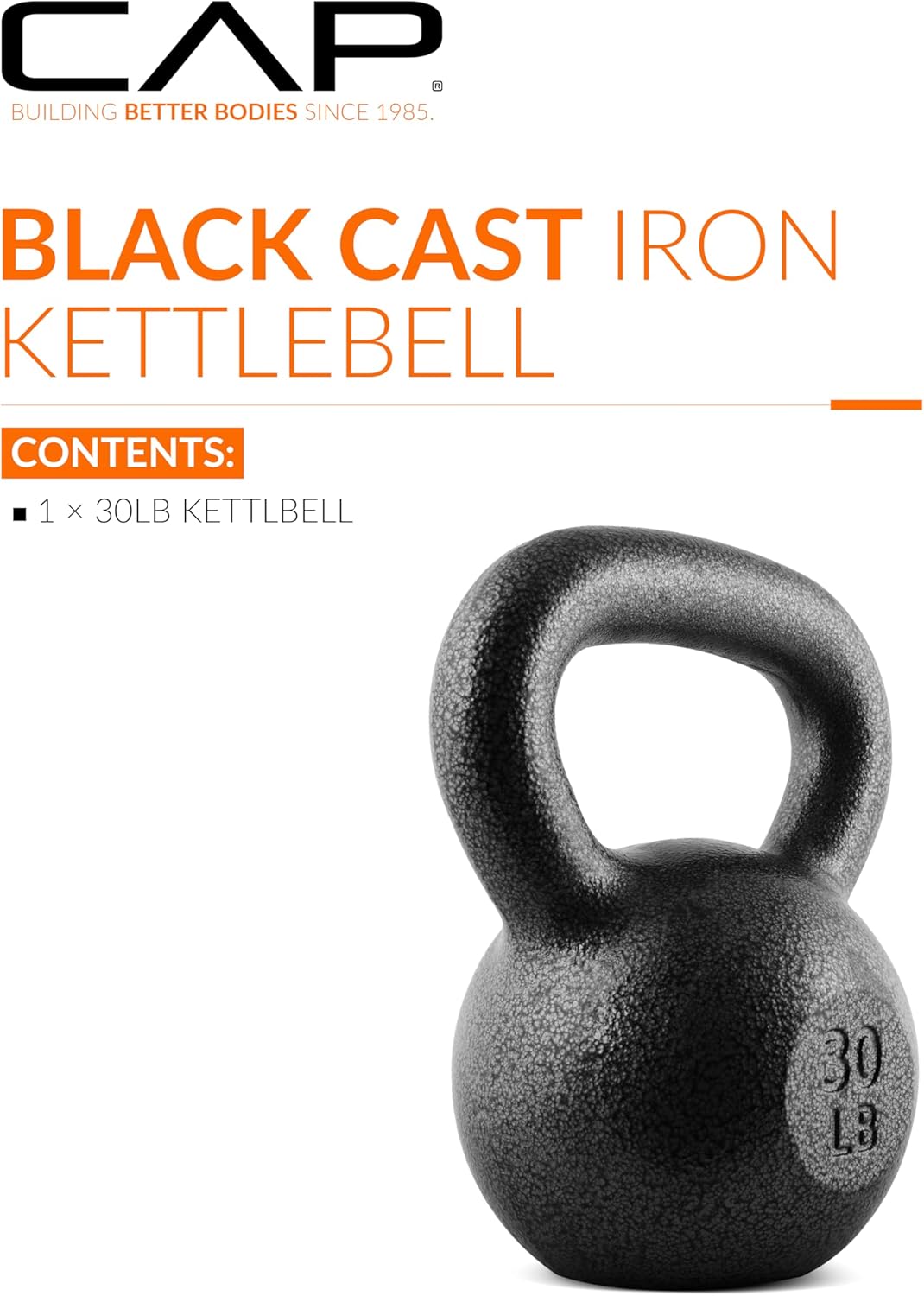 cap barbell cast iron kettlebell - coated options, singles and sets, multiple weight choices 30 pounds cast iron