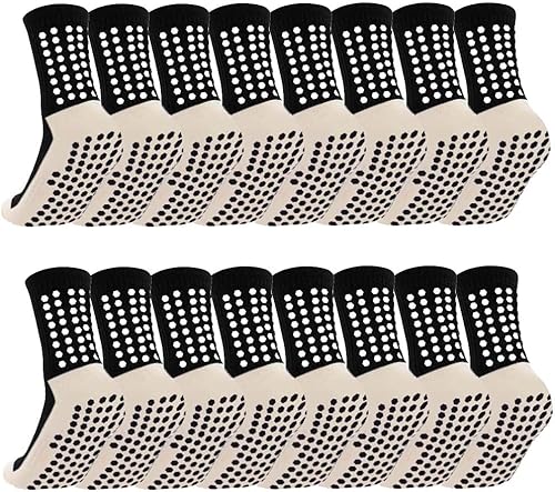 Paquete de 8 calcetines de fútbol para hombre, antideslizantes, almohadillas de agarre antideslizantes para fútbol, baloncesto, deportes, calcetines