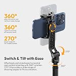 ULANZI TT88 Tripode magnétique pour iPhone, 57" Stick de Selfie extensible avec télécommande 2-in-1 Clip téléphonique & Double chaussures froides supports de téléphone léger trépied stand pour l'enregistrement vidéo de voyage de blog, noir