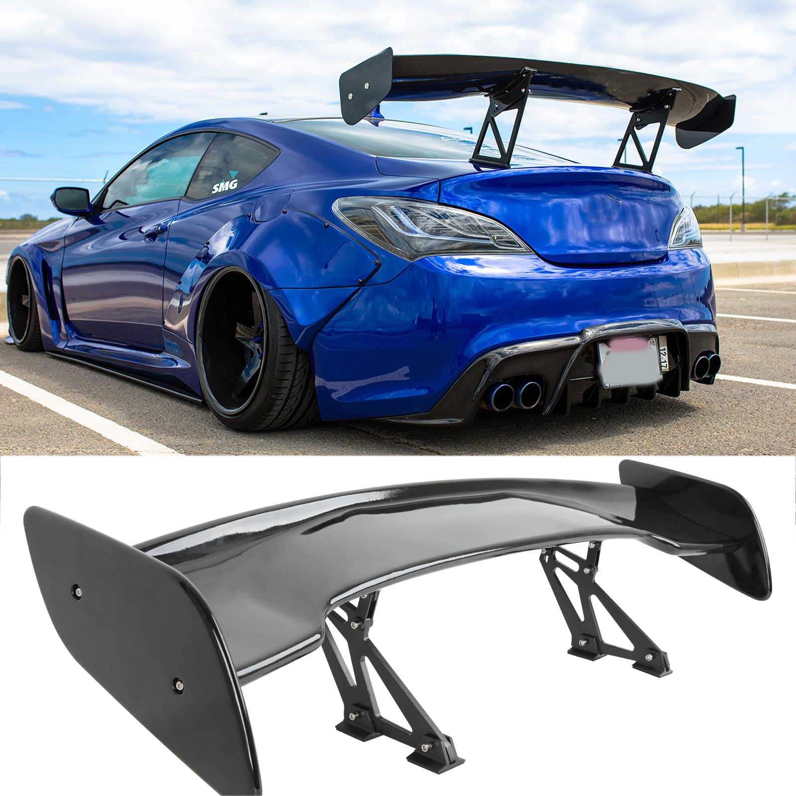 JMTBNO 47 Inch GT Rear Spoiler, Gloss Black Wing Spoiler for car Compatible with Chevy Corvette Camaro Nissan Lexus Ford Mustang Hyundai Elantra Honda Civic Nissan Toyota
