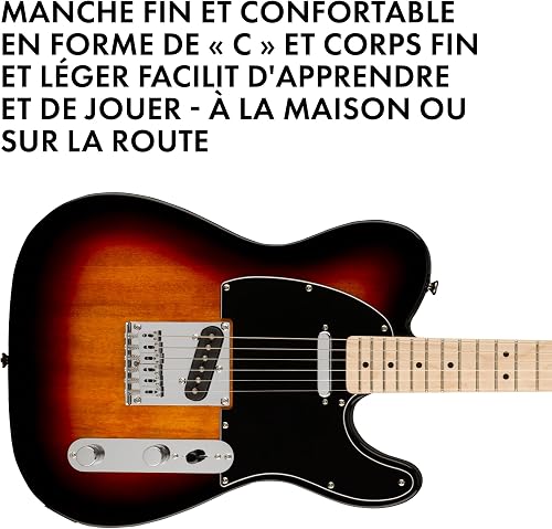 Squier by Fender Affinity Series Telecaster, E-Gitarre, Ahorngriffbrett, Schwarze Schlagplatte, 3-Tone Sunburst, Inklusive kostenloser virtueller Kurse auf Fender Play - 3