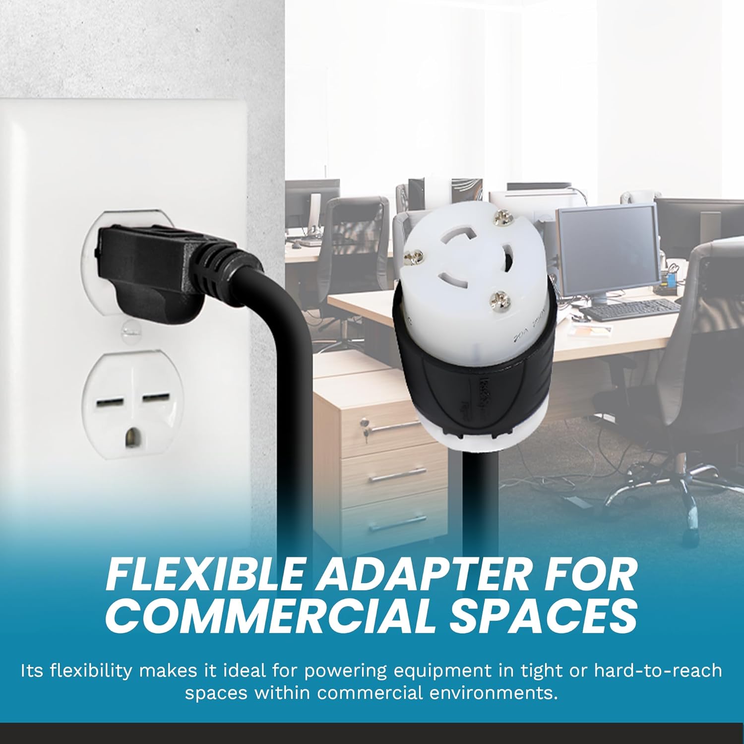 IronBox Electric - Heavy Duty NEMA 6-15P to L6-20R Plug Adapter Power Cable - Rated for 15A, 250V - 14 AWG - Power Adapter Extension Cord - Ideal for Industrial Commercial and Home Use (1 Foot)