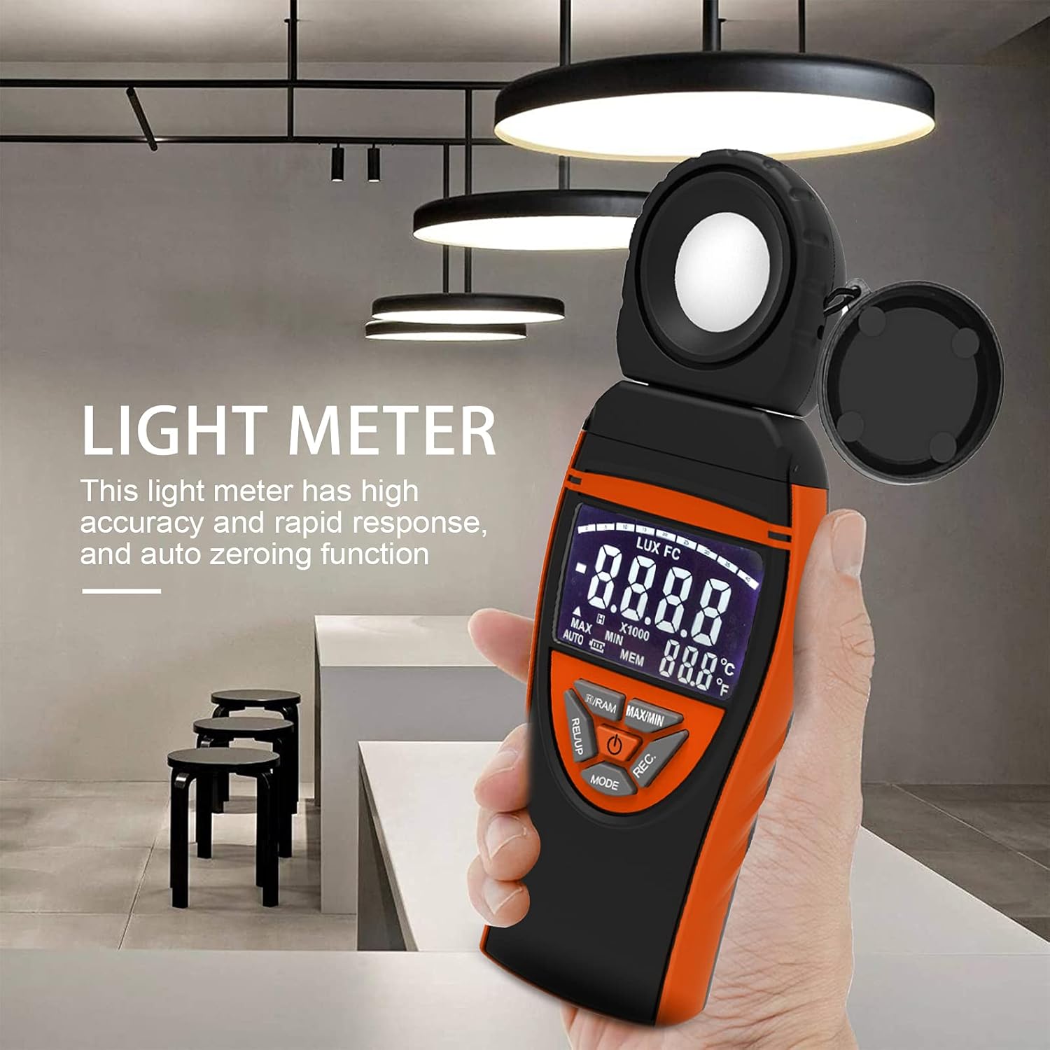 Light Meter HOLDPEAK 8801A Digital Illuminance/Light Meter 270 ° Rotate Sensor Head Range up to