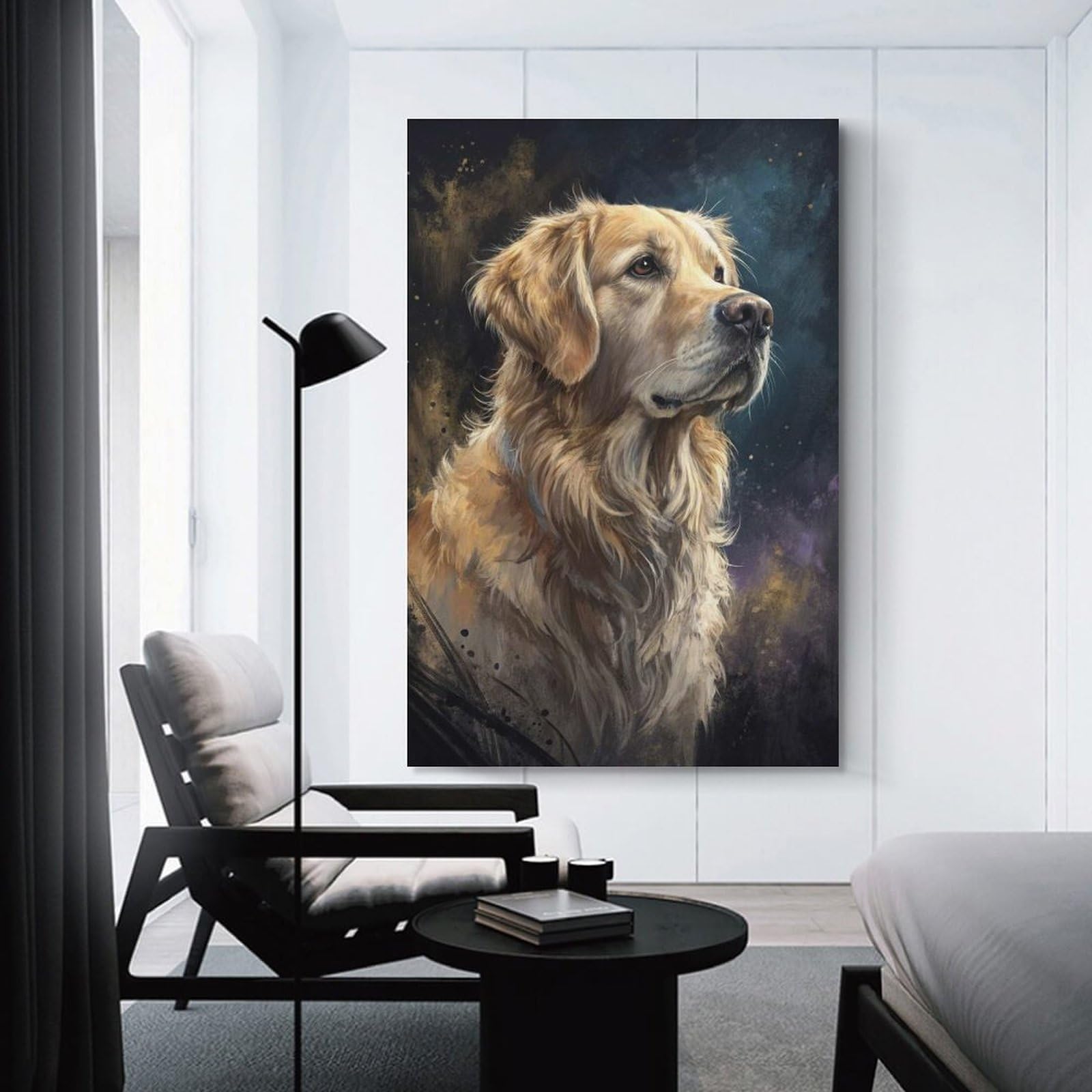 Junmoney Golden Retriever Portrait Hanging Wall Art 20x30inch(50x75cm), for Small Homes, Bedrooms Or Open Spaces, Decorative Canvas Decor for Home Updates
