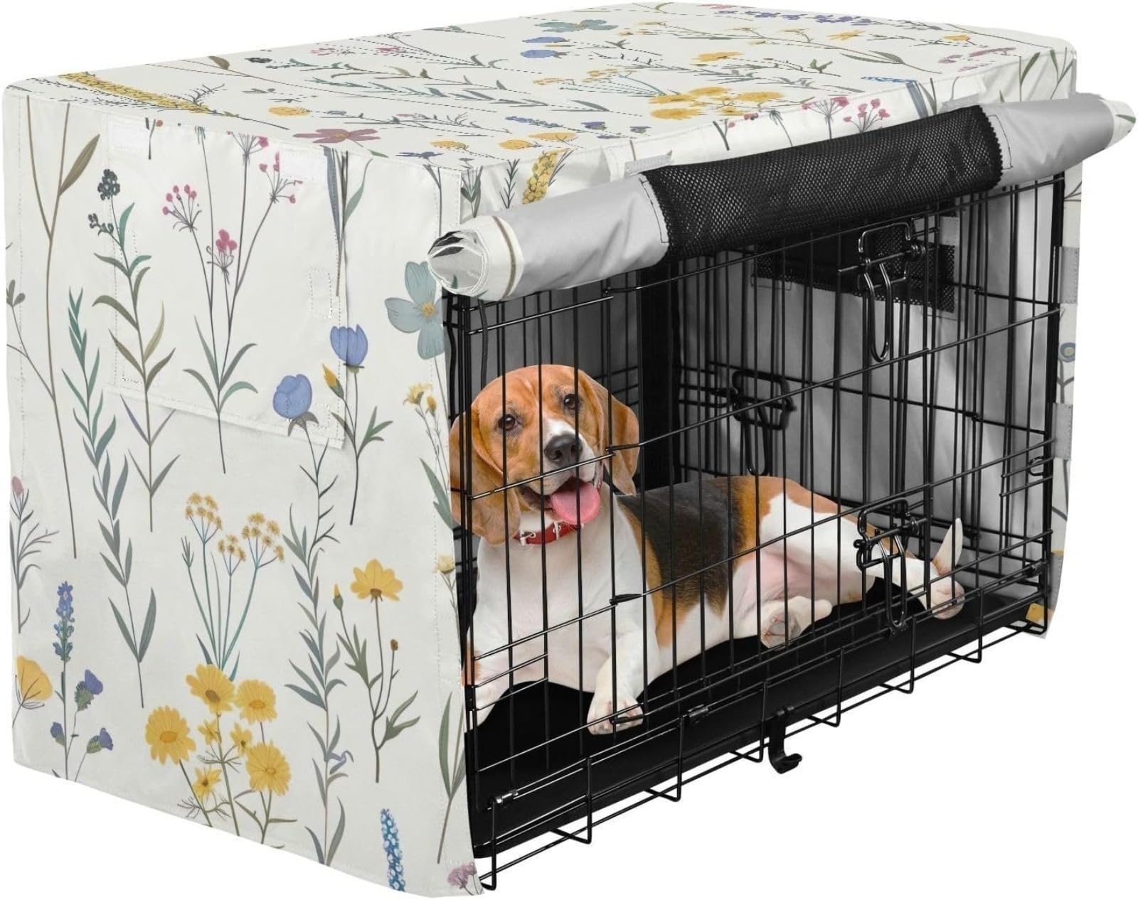 Aiwdeyi Cute Wildflower Cream Dog Crate Cover (S-XL)