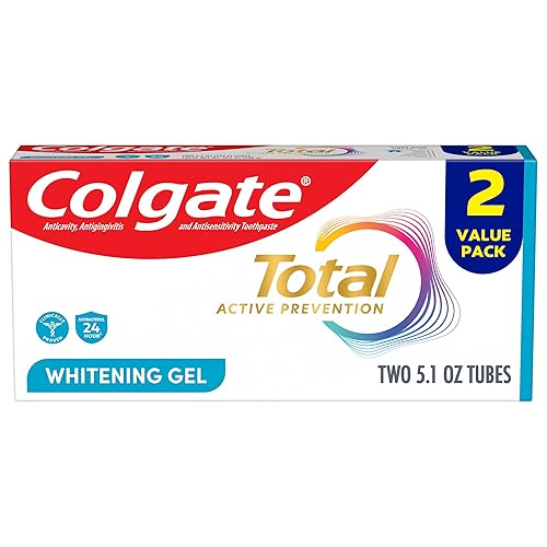 Colgate Total Active Prevention - Pasta de dientes en gel blanqueador con flúor, fórmula clínicamente probada que combate las bacterias de la placa,