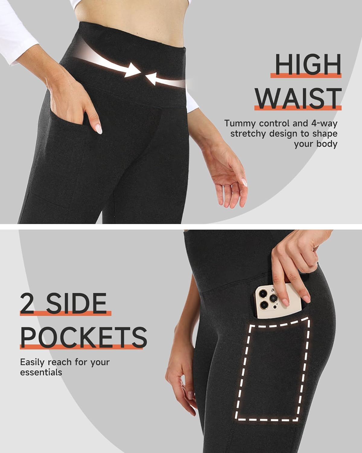 GAYHAY Fleece Lined Leggings for Women with Pockets- Water Resistant Winter Thermal Warm High Waisted Workout Tights Pants - Image 2