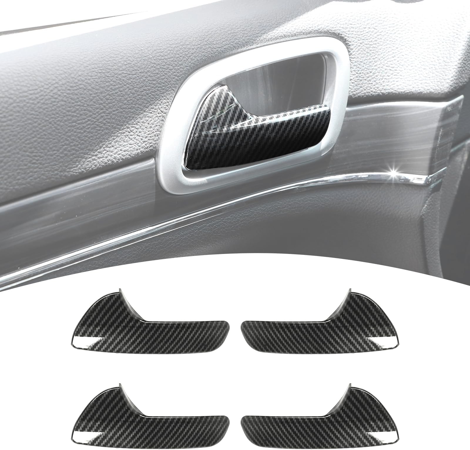 Carbon Fiber Exterior Door Handle Decor Cover Trim For Dodge RAM 1500 2010-2017 - View #8