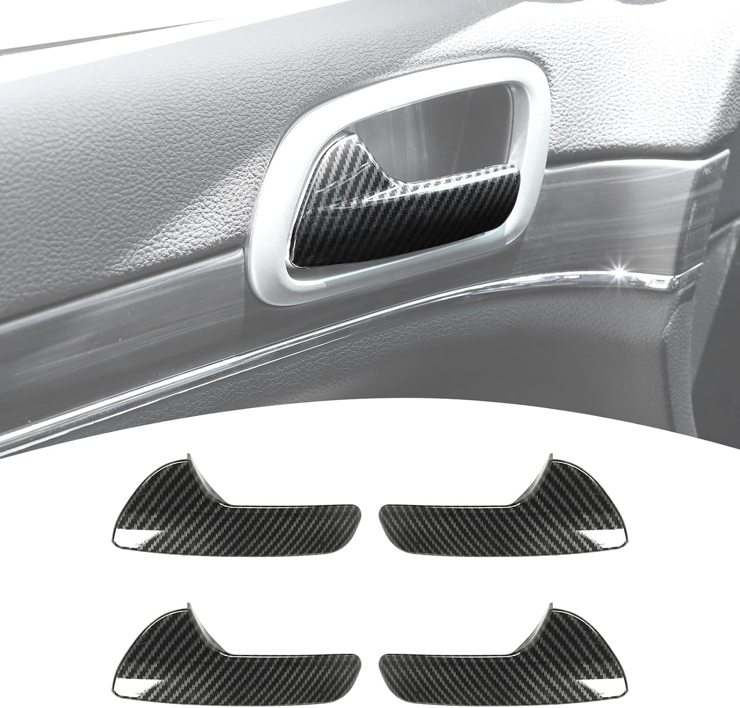for Grand Cherokee Carbon Fiber Inner Door Handle Bowl Trim Cover Kit for 2011-2020 Jeep Grand Cherokee Carbon Fiber Interior Accessories 4pcs