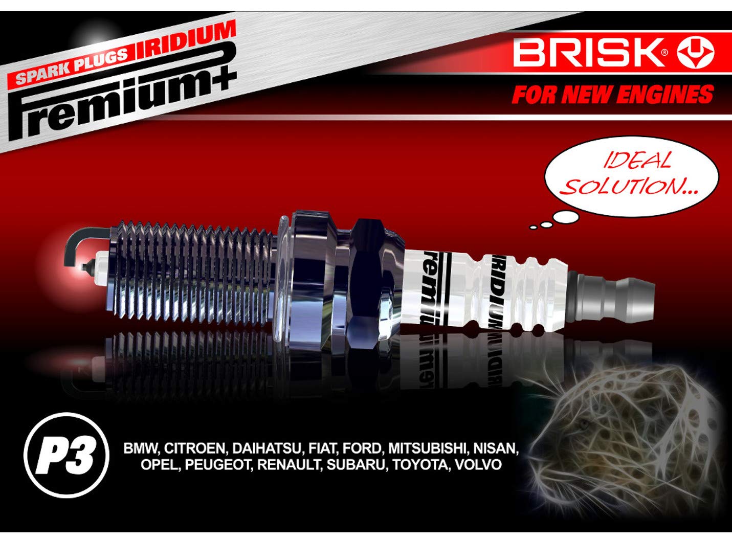 BRISK Iridium Premium+ Plus P3 1621 Bujías de Encendido, 6 piezas