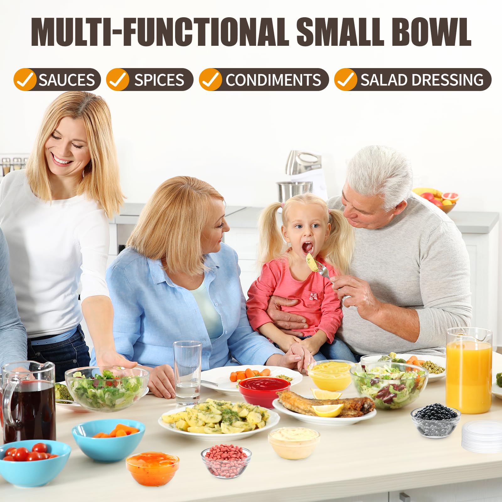 6 Pack Mini 3 Inch Small Glass Bowls with 6 Pack Lids, 2.5 oz Clear Glass Pinch Bowls, Condiment Containers, for Dips, Nuts, Candy, Snacks, Meal Prep Bowls 4