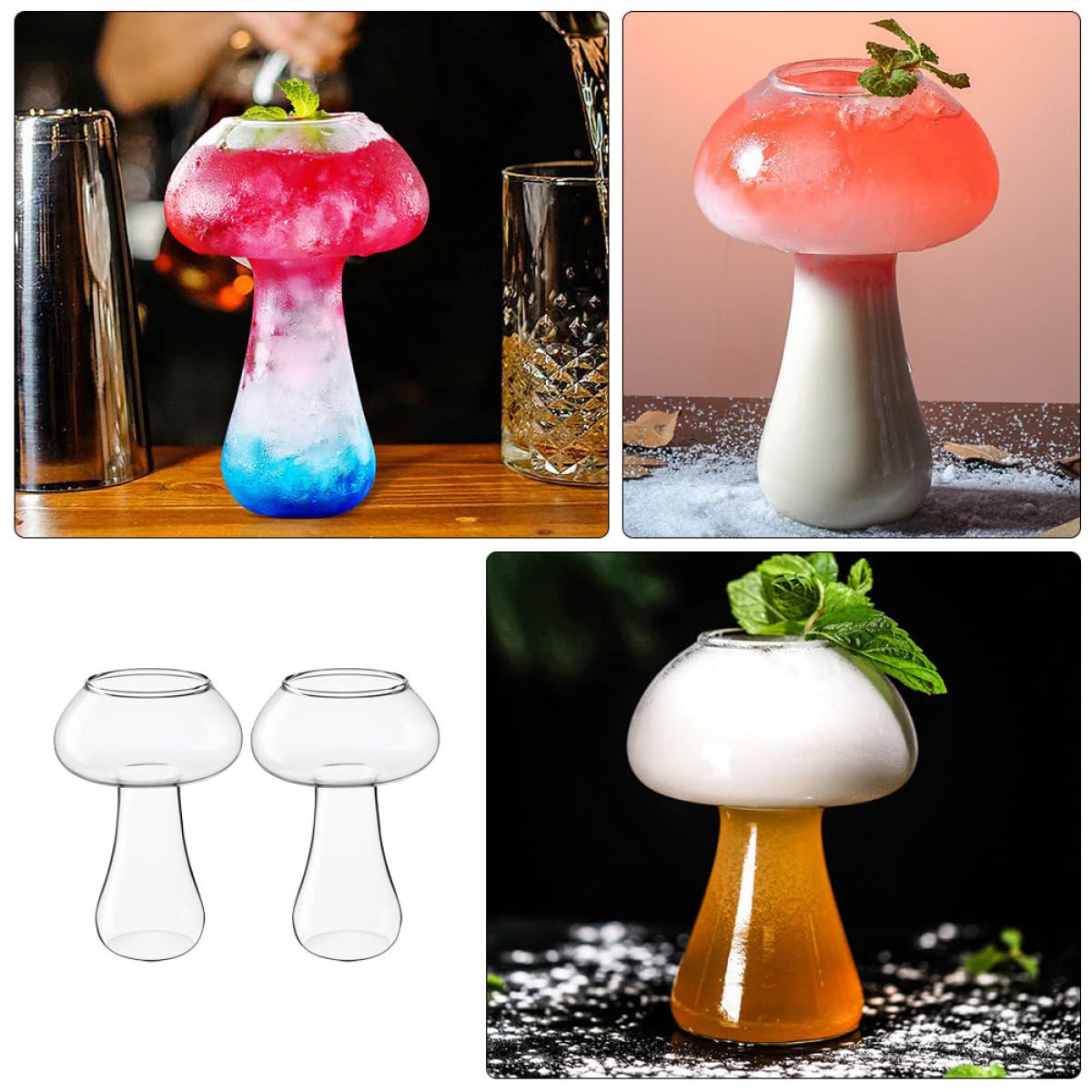TOYANDONA Vasos de Vidrio Capas 4 Piezas para Cóctel y Bebidas