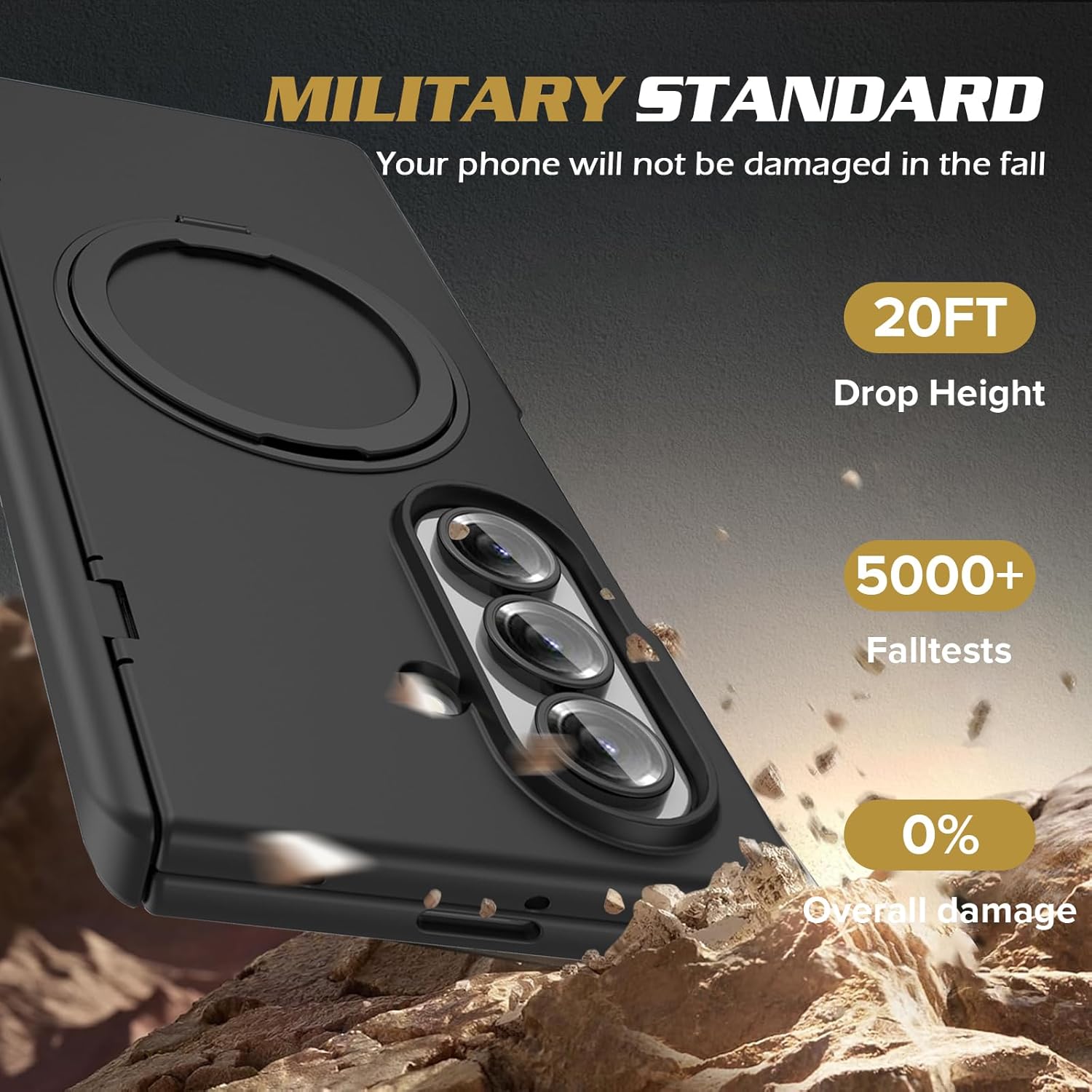 for Samsung Galaxy Z Fold 7 Case with Stand [Hinge Protection] [Screen Protector]Wireless Charging, Anti-fingerprint, Shockproof Rugged Protective Cover, Galaxy Z Fold 7 Phone Case with Ring Kickstand